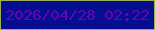 文字の大きさ：1、枠の色：9baf55、背景の色：050e8f、文字の色：6803b3 無料ブログパーツのブログ時計
