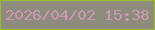 文字の大きさ：2、枠の色：9bba2b、背景の色：8e8c7d、文字の色：cc98b3 無料ブログパーツのブログ時計