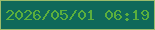 文字の大きさ：2、枠の色：9bbc6c、背景の色：0f695a、文字の色：5baf3d 無料ブログパーツのブログ時計