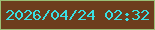 文字の大きさ：3、枠の色：9bbf75、背景の色：6d3d1d、文字の色：39e0e3 無料ブログパーツのブログ時計