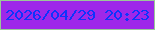 文字の大きさ：1、枠の色：9bc898、背景の色：9e28e9、文字の色：0e34fc 無料ブログパーツのブログ時計