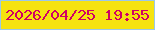 文字の大きさ：5、枠の色：9bc8e8、背景の色：f5e30f、文字の色：d00164 無料ブログパーツのブログ時計