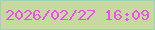 文字の大きさ：2、枠の色：9bd3b4、背景の色：c7d9a1、文字の色：ec4fec 無料ブログパーツのブログ時計