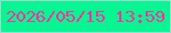 文字の大きさ：2、枠の色：9bddcc、背景の色：05f693、文字の色：fb34a0 無料ブログパーツのブログ時計