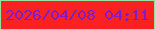 文字の大きさ：4、枠の色：9bdea4、背景の色：f72221、文字の色：7f1cc9 無料ブログパーツのブログ時計