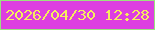 文字の大きさ：2、枠の色：9be17f、背景の色：dd3ee1、文字の色：f5ee5d 無料ブログパーツのブログ時計