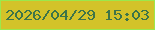 文字の大きさ：4、枠の色：9be84c、背景の色：d3c329、文字の色：3d7449 無料ブログパーツのブログ時計