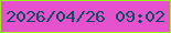 文字の大きさ：4、枠の色：9bf217、背景の色：e651cd、文字の色：0b4d61 無料ブログパーツのブログ時計