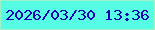 文字の大きさ：2、枠の色：9bf3c7、背景の色：57fce4、文字の色：1b06b0 無料ブログパーツのブログ時計