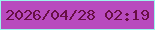 文字の大きさ：3、枠の色：9bf5ec、背景の色：b84bbe、文字の色：680f44 無料ブログパーツのブログ時計