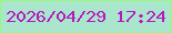 文字の大きさ：5、枠の色：9bf87e、背景の色：aae5ce、文字の色：b51abd 無料ブログパーツのブログ時計