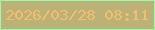 文字の大きさ：5、枠の色：9bfaab、背景の色：bbb278、文字の色：f6bd6d 無料ブログパーツのブログ時計