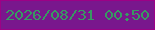 文字の大きさ：5、枠の色：9c0186、背景の色：79178d、文字の色：389962 無料ブログパーツのブログ時計