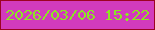 文字の大きさ：3、枠の色：9c0323、背景の色：d23bbd、文字の色：8be623 無料ブログパーツのブログ時計