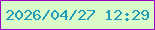 文字の大きさ：5、枠の色：9c04c4、背景の色：dafaca、文字の色：1f9db8 無料ブログパーツのブログ時計
