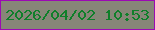 文字の大きさ：3、枠の色：9c0ab3、背景の色：878678、文字の色：0f7f2a 無料ブログパーツのブログ時計