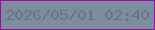 文字の大きさ：4、枠の色：9c0ba2、背景の色：7b8d9f、文字の色：69747f 無料ブログパーツのブログ時計