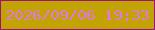 文字の大きさ：4、枠の色：9c1282、背景の色：c3a301、文字の色：e077e7 無料ブログパーツのブログ時計