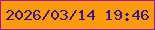 文字の大きさ：3、枠の色：9c15a4、背景の色：fc9b07、文字の色：401185 無料ブログパーツのブログ時計