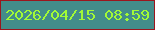 文字の大きさ：2、枠の色：9c161d、背景の色：438d8a、文字の色：a2fa36 無料ブログパーツのブログ時計