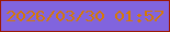文字の大きさ：5、枠の色：9c1a04、背景の色：8164de、文字の色：d67903 無料ブログパーツのブログ時計
