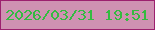 文字の大きさ：5、枠の色：9c206e、背景の色：cf91b2、文字の色：34bb41 無料ブログパーツのブログ時計