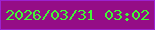 文字の大きさ：1、枠の色：9c22d0、背景の色：950d86、文字の色：42f735 無料ブログパーツのブログ時計