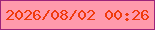 文字の大きさ：2、枠の色：9c237a、背景の色：ff9aac、文字の色：f03a0c 無料ブログパーツのブログ時計