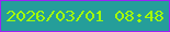 文字の大きさ：4、枠の色：9c23f4、背景の色：259e9a、文字の色：a3fe06 無料ブログパーツのブログ時計