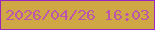 文字の大きさ：5、枠の色：9c25c2、背景の色：cfa744、文字の色：bb56ac 無料ブログパーツのブログ時計