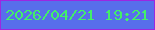 文字の大きさ：4、枠の色：9c27e1、背景の色：586eeb、文字の色：42ef69 無料ブログパーツのブログ時計