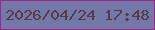 文字の大きさ：4、枠の色：9c2887、背景の色：7478a8、文字の色：563b46 無料ブログパーツのブログ時計