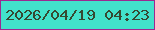 文字の大きさ：5、枠の色：9c2991、背景の色：42e2cb、文字の色：364932 無料ブログパーツのブログ時計