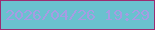 文字の大きさ：4、枠の色：9c2c71、背景の色：6ac1cf、文字の色：a69ce3 無料ブログパーツのブログ時計