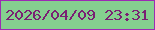 文字の大きさ：5、枠の色：9c2cb3、背景の色：85d08f、文字の色：7a2073 無料ブログパーツのブログ時計