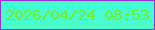 文字の大きさ：2、枠の色：9c2cdf、背景の色：47fed3、文字の色：77ec1e 無料ブログパーツのブログ時計