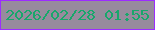 文字の大きさ：5、枠の色：9c2dff、背景の色：978b9d、文字の色：18a76b 無料ブログパーツのブログ時計