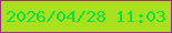文字の大きさ：4、枠の色：9c2e83、背景の色：aae01d、文字の色：0ae33f 無料ブログパーツのブログ時計