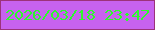 文字の大きさ：3、枠の色：9c327a、背景の色：c762ef、文字の色：2dfa2d 無料ブログパーツのブログ時計