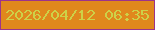 文字の大きさ：3、枠の色：9c338b、背景の色：e0881d、文字の色：cdd148 無料ブログパーツのブログ時計