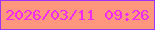 文字の大きさ：3、枠の色：9c33f7、背景の色：fe977d、文字の色：f229f0 無料ブログパーツのブログ時計