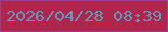 文字の大きさ：5、枠の色：9c3e8f、背景の色：b0254b、文字の色：6695c0 無料ブログパーツのブログ時計