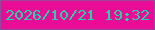 文字の大きさ：3、枠の色：9c4599、背景の色：e80c97、文字の色：2bd0a8 無料ブログパーツのブログ時計