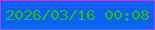 文字の大きさ：2、枠の色：9c4aec、背景の色：0e60f3、文字の色：1dc01b 無料ブログパーツのブログ時計