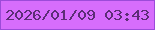 文字の大きさ：2、枠の色：9c4bd9、背景の色：d76dfc、文字の色：5c2d76 無料ブログパーツのブログ時計