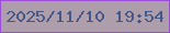 文字の大きさ：1、枠の色：9c4dd8、背景の色：ae9eac、文字の色：475786 無料ブログパーツのブログ時計