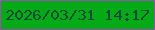 文字の大きさ：4、枠の色：9c4eb7、背景の色：05aa17、文字の色：004e38 無料ブログパーツのブログ時計