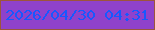 文字の大きさ：2、枠の色：9c553c、背景の色：8f42cb、文字の色：1758fe 無料ブログパーツのブログ時計