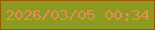 文字の大きさ：1、枠の色：9c5702、背景の色：8e9920、文字の色：e48d54 無料ブログパーツのブログ時計