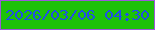 文字の大きさ：2、枠の色：9c58da、背景の色：1dc208、文字の色：204fe7 無料ブログパーツのブログ時計